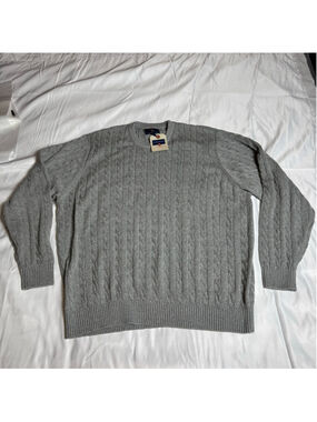 Men's Saddlebred Gray Cable Knit Crewneck Sweater XXL